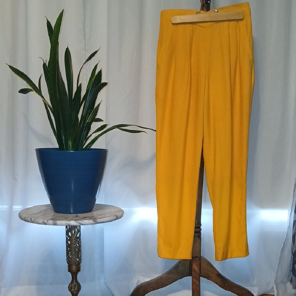 Simon Chang Mustard Ankle Cropped Wool Pants